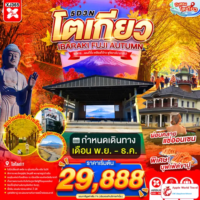 ทัวร์ญี่ปุ่น โตเกียว อิบารากิ ฟูจิ ใบไม้เปลี่ยนสี