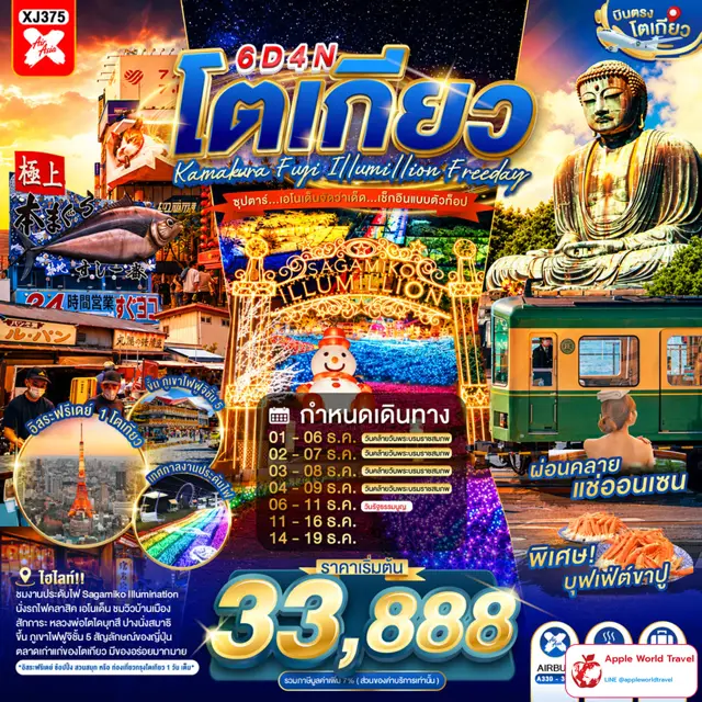 ทัวร์ญี่ปุ่น โตเกียว คามาคุระ ฟูจิ มีวันอิสระ 6 วัน 4 คืน